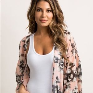 Pinkblush floral kimono